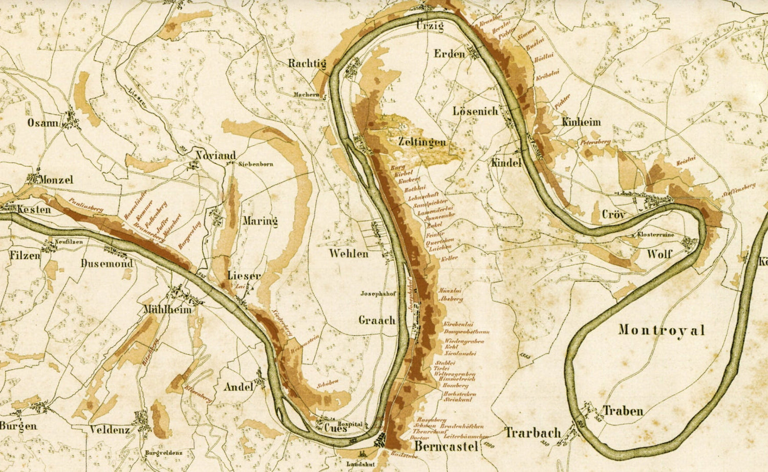 Historische Weinkarte von der Mosel 